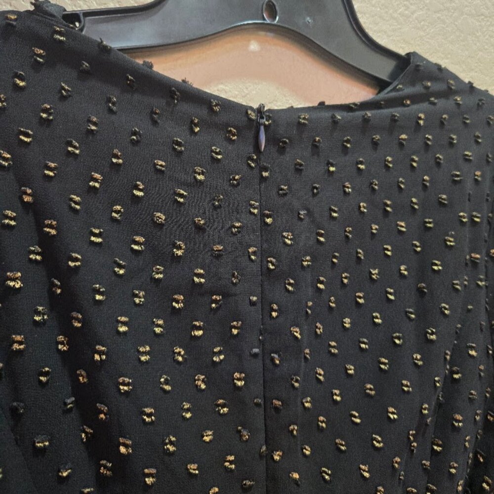 BNWT  endless rose Metallic Dot Long Sleeve Chiffon Midi dress in Black Size S - Picture 8 of 11